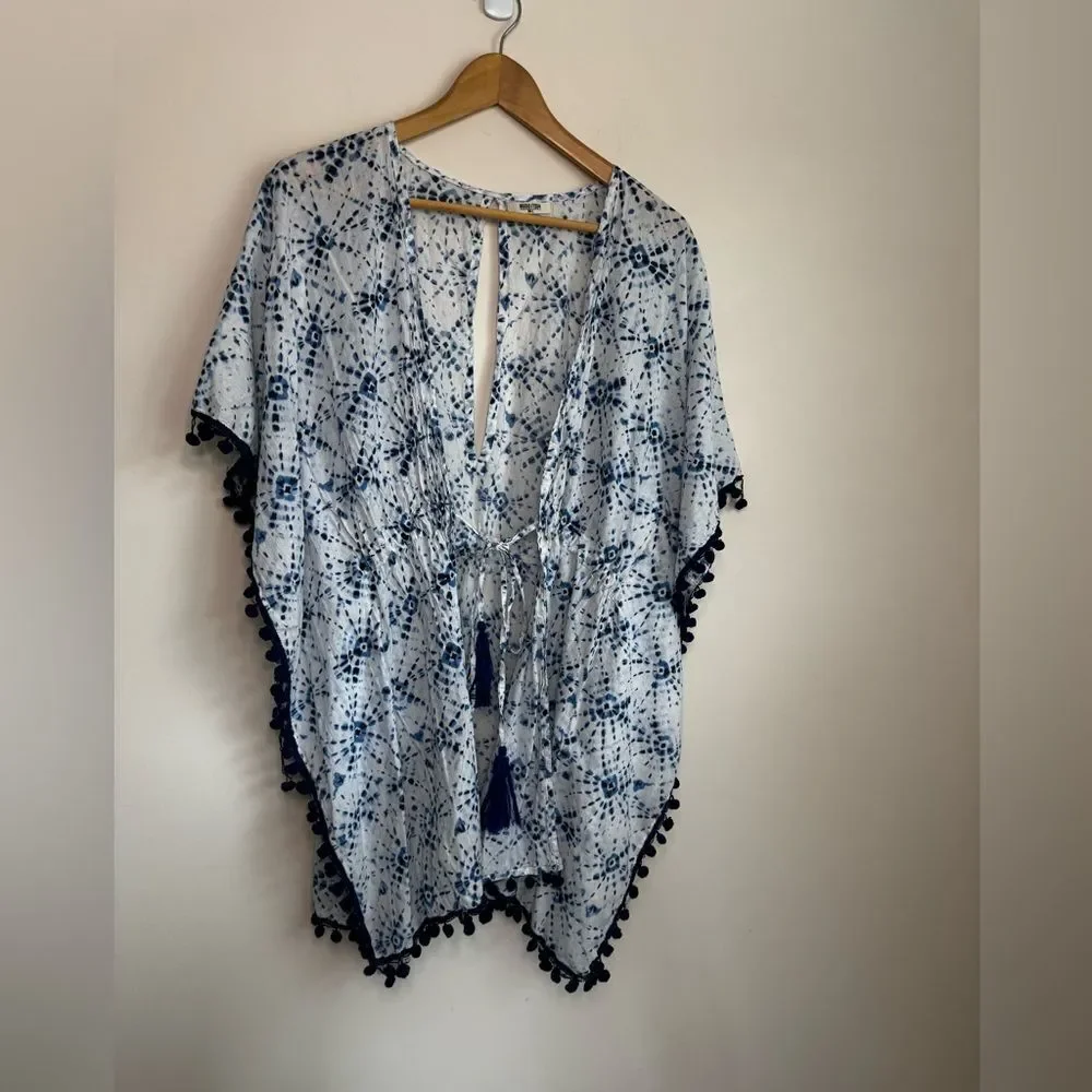 Mudo Blue Tie-dye Beach Coverup 100% cotton Size Medium/Large